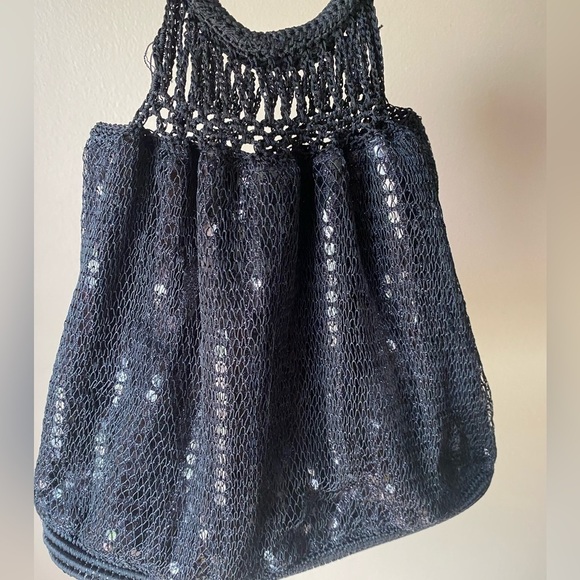 Vintage Y2K Crochet Sequin Handheld Tote Mini Bag - Picture 2 of 7